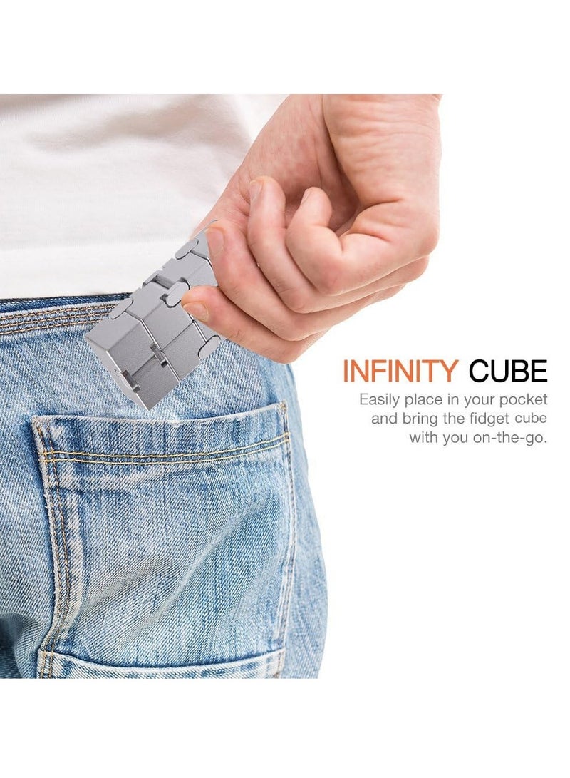 Fidget Rubik's Cube New Version Fidget Finger Toys - Metal Infinity Rubik's Cube for Stress and Anxiety Relief/ADHD, Super Durable Sensory Gift for Adults and Teens Kids (Gold) - Image 3